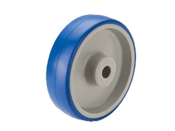 Det aktuelt tilføjede RE.F1 blå polyurethan-hjul fra Elesa+Ganter.