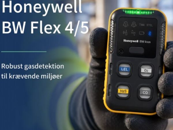 De seneste gasdetketorer er BW Flex 4 og Flex 5 fra Honeywell i produktprogrammet hos Fagerberg.